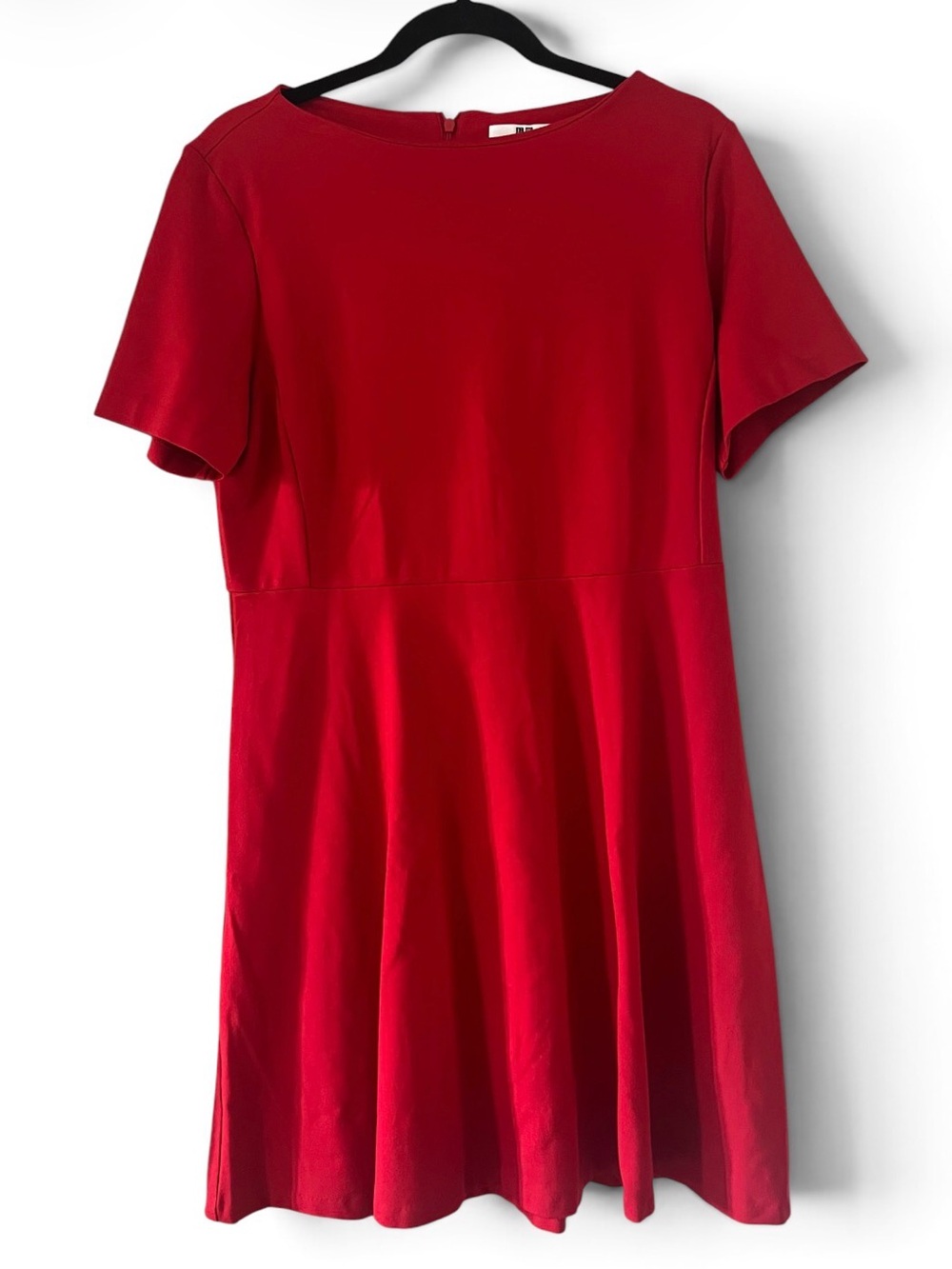 Women’s Red Short Sleeve Fit-and-Flare Dress